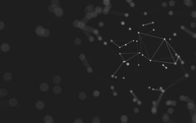 Abstract background. Molecules technology with polygonal shapes, connecting dots and lines. Connection structure. Big data visualization.