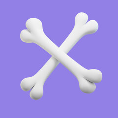 Simple halloween cartoon human bones 3d render illustration. 3D Illustration