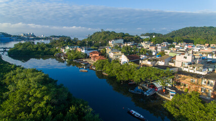 Fototapeta na wymiar Z-10 fishing village is located in the mangroves bordering Guanabara Bay in Rio de Janeiro, Brazil