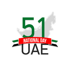 logo UAE national day tr Arabic: Spirit of the union United Arab Emirates National day. Banner with country UAE border map. Illustration 51 years. Card Emirates contour map anniversary 2 December 2022