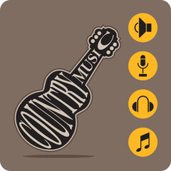 Country music Vector Vintage Art Background, vector illustration 