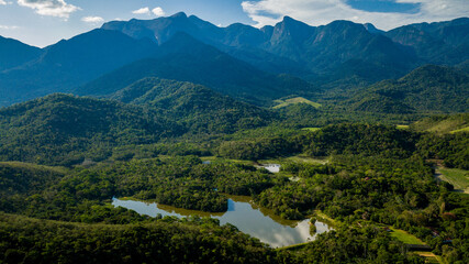 The exuberant Atlantic Forest within the protected area of the Guapiaçu Ecological Reserve, in the...