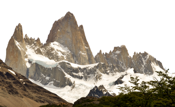 Patagonia,Argentina. View of Mount Fitz Roy glacier, Global Warming,Climate Change.
