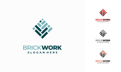 Modern Brick Construction Logo designs concept vector, Brick Work simple modern logo template