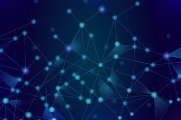 Blue network. Abstract connection on blue background. Network technology background with dots and lines for desktop. Ai background. Modern abstract concept. Ai background vector, network technology