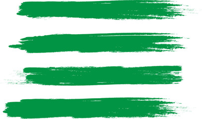 Green brush stroke set isolated on background. Collection of trendy brush stroke vector for green ink paint, grunge backdrop, dirt banner, watercolor design and dirty texture. Brush stroke vector