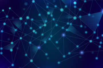Fototapeta premium Blue network. Abstract connection on blue background. Network technology background with dots and lines for desktop. Ai background. Modern abstract concept. Ai background vector, network technology