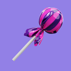 3D rendering of halloween candy icon illustration isolated on purple background