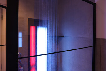 Modern shower with Infrared spectrum, UV light and flowing water