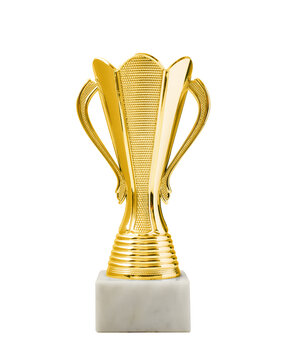 Golden cup, champion trophy, winner cup award ceremony. winning concept