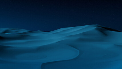 Night Landscape, with Desert Sand Dunes. Beautiful Contemporary Background with Blue Gradient Starry Sky