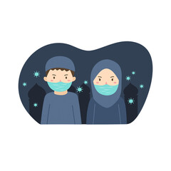 greeting eid mubarak use face mask covid