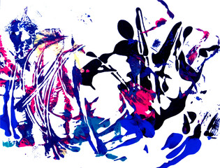 Paint spill with dance moves style. Gouache splashes