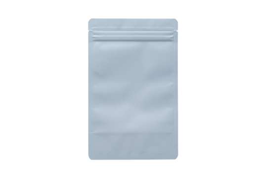 【切り抜き済・背景透過 PNG】チャック袋、チャック付スタンド袋（パッケージ）／グレー, 灰色, ねずみ色