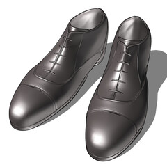 自作の3D革靴の画像。ストレートチップで内羽根式。フォーマルでシンプルなデザインなので多くの場面に相応しい。