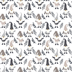 NOLIDAY GNOMES seamless pattern illustrations