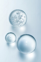 glass ball with bubbles. abstract background for cosmetics.