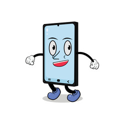 cute smartphone mascot. cute cell phone character. with legs and hands face suitable for child content mascot