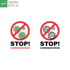 Stop coronavirus infographic sign. Fight agains corona virus with lockdown area. Lockdown pandemic stop novelcorona virus outbreak covid-19 icon. Vector illustration. Design on white background. EPS10