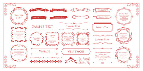 クリスマスモチーフのフレームデザインセット。ゴージャスでエレガントなデザイン素材