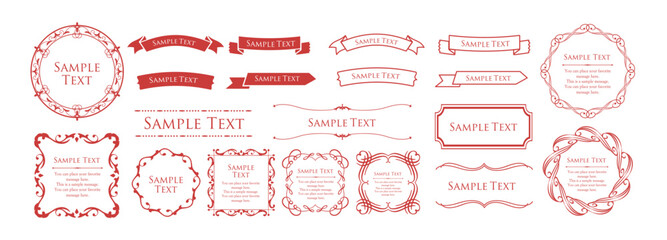 クリスマスモチーフのフレームデザインセット。ゴージャスでエレガントなデザイン素材