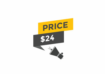 Monthly 24 Dollar price tag or sticker. twenty four dollars sales tag. shopping promotion marketing concept. sale promotion Price Sticker Design
