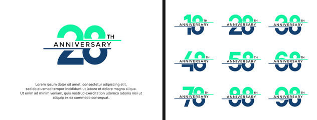 set of anniversary logo green color on white background for celebration moment