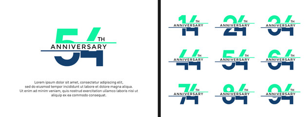 set of anniversary logo green color on white background for celebration moment