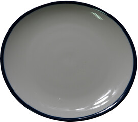 An isolated single ceramic plate dish illustration which is circle rounded for food in the kitchen and ining diner table 
