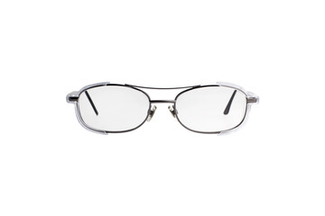 Photo of glasses for reading with clear lenses and stainless frames	