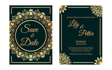 Set collection luxury mandala wedding invitation card template