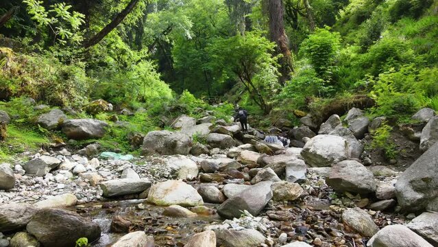 Drone Shot of a small village in Sainj Valley in Himachal Pradesh near Manali, Kasol
