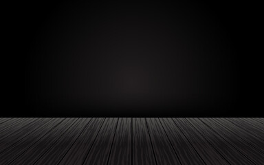 Wooden floor with black wall product background