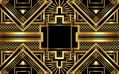 Golden vintage art deco background