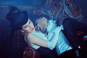 vambire is biting a lady