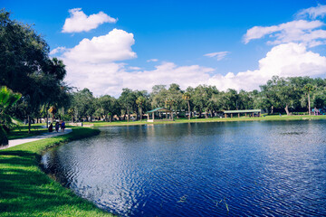 Lake zephyr in Zephyrhills town of Florida. Zephyrhills is a city in Pasco County, Florida, United...