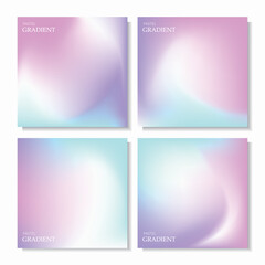 Vector set of mesh gradient backgrounds in pastel colors. Abstract gradient backgrounds in purple, pink, aqua, and white. For social media post, cover, package, web design, etc.