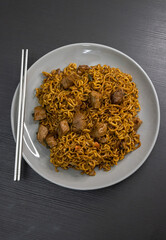 Korean Jjapaguri, Chapaguri, Ram-Don Instant Noodles with Beef