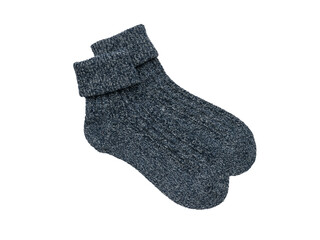 A pair of warm socks isolated on a white background. Minimal footwear concept.