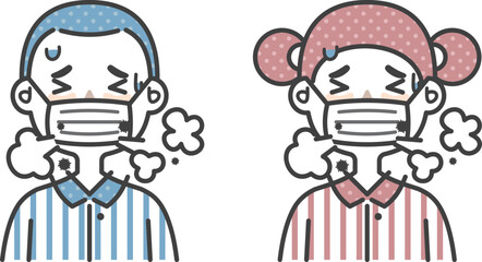 Child is sick with a cold and cough wear a mask