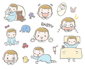 赤ちゃんの喜怒哀楽イラストセット