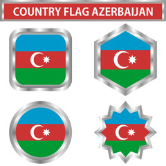 azerbaijan icon flag round, hexagon, twelfth and square. Stainless frame. Vector illustration