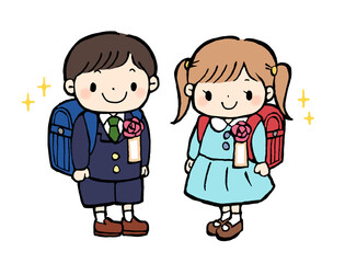 入学式のかわいい手描きイラスト