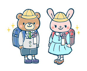 入学式のかわいい手描きイラスト