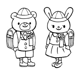 入学式のかわいい手描きイラスト