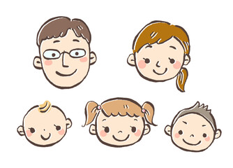 幸せな家族の手描きイラスト