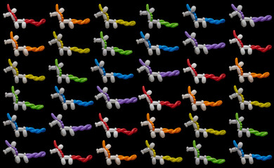 Rectangular pattern of rainbow unicorns on black