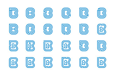 B letter line logo icon design set [vector]