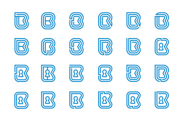 B letter line logo icon design set [vector]