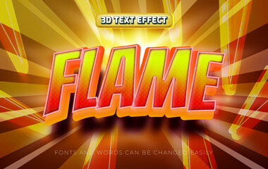 Flame 3d editable text effect style